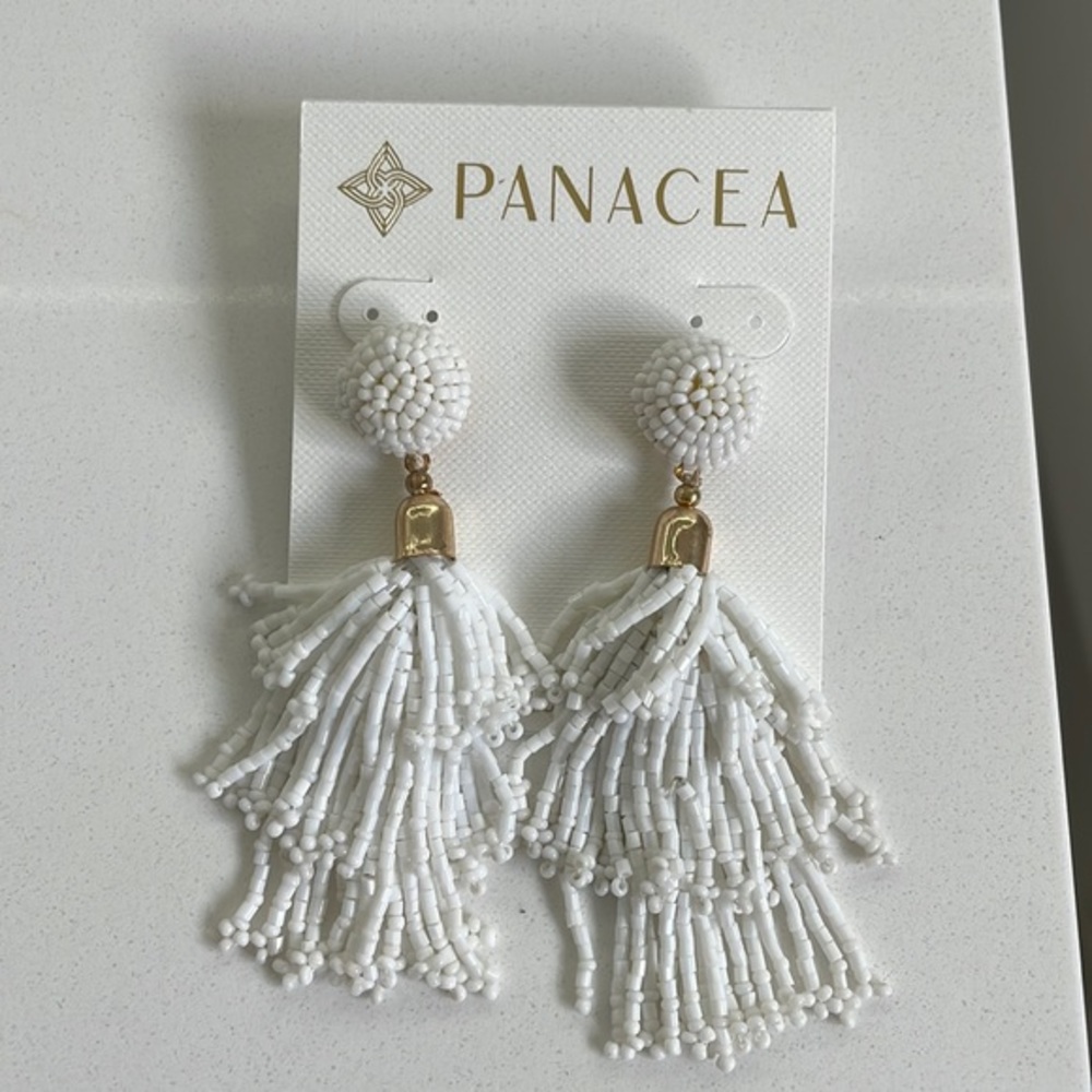 Panacea white tassel earrings
